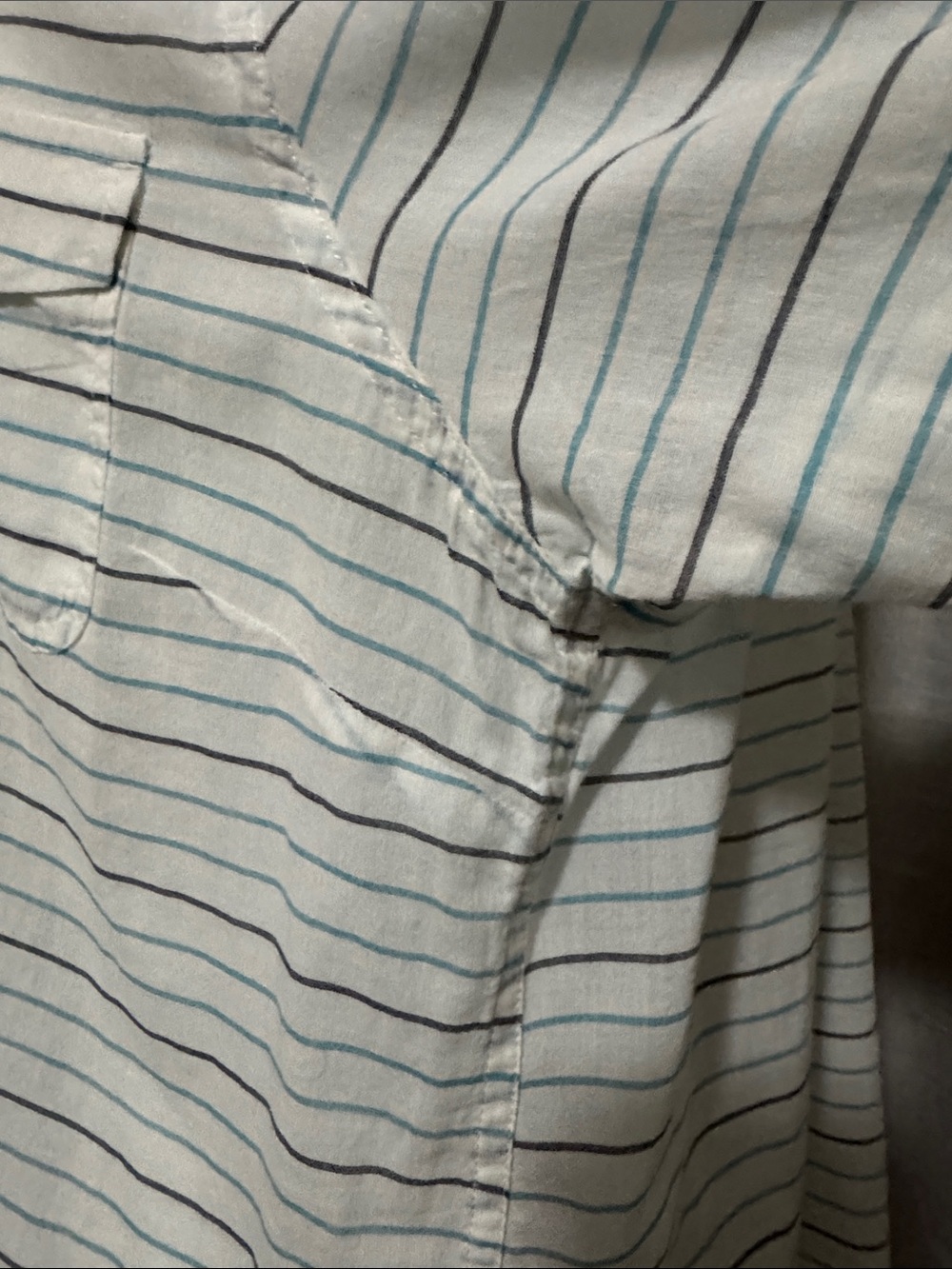 Toad & Co Organic Cotton Button Up-XL-Slightly Sheer-White/Blue-Lightweight-EUC - Picture 9 of 16